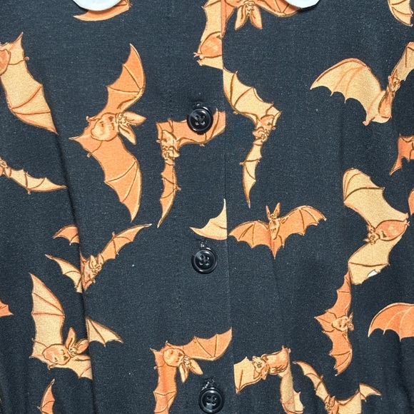 NWOT ModCloth Midnight Dreamscape Bat Print Peter Pan Collar Dress XL - Picture 4 of 8